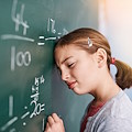 Schoolgirl at the blackboard
